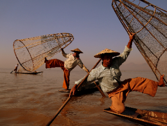 Pescadores en el lago Inle